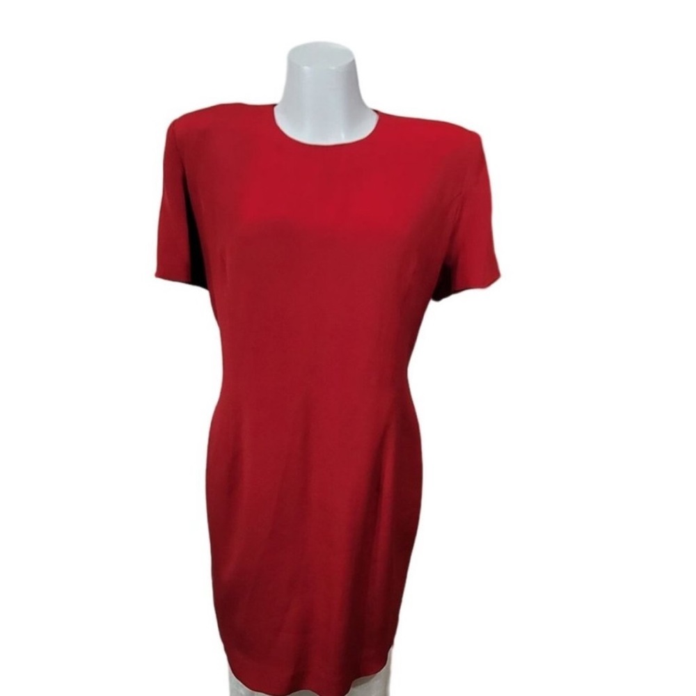 Ann Taylor Red Silk Dress 14 Shortsleeve Mini